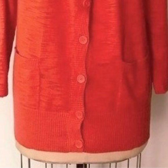 FOREVER 21 ORANGE COTTON SLUB KNIT 3/4 SLEEVE CARDIGAN SWEATER L - Picture 7 of 11